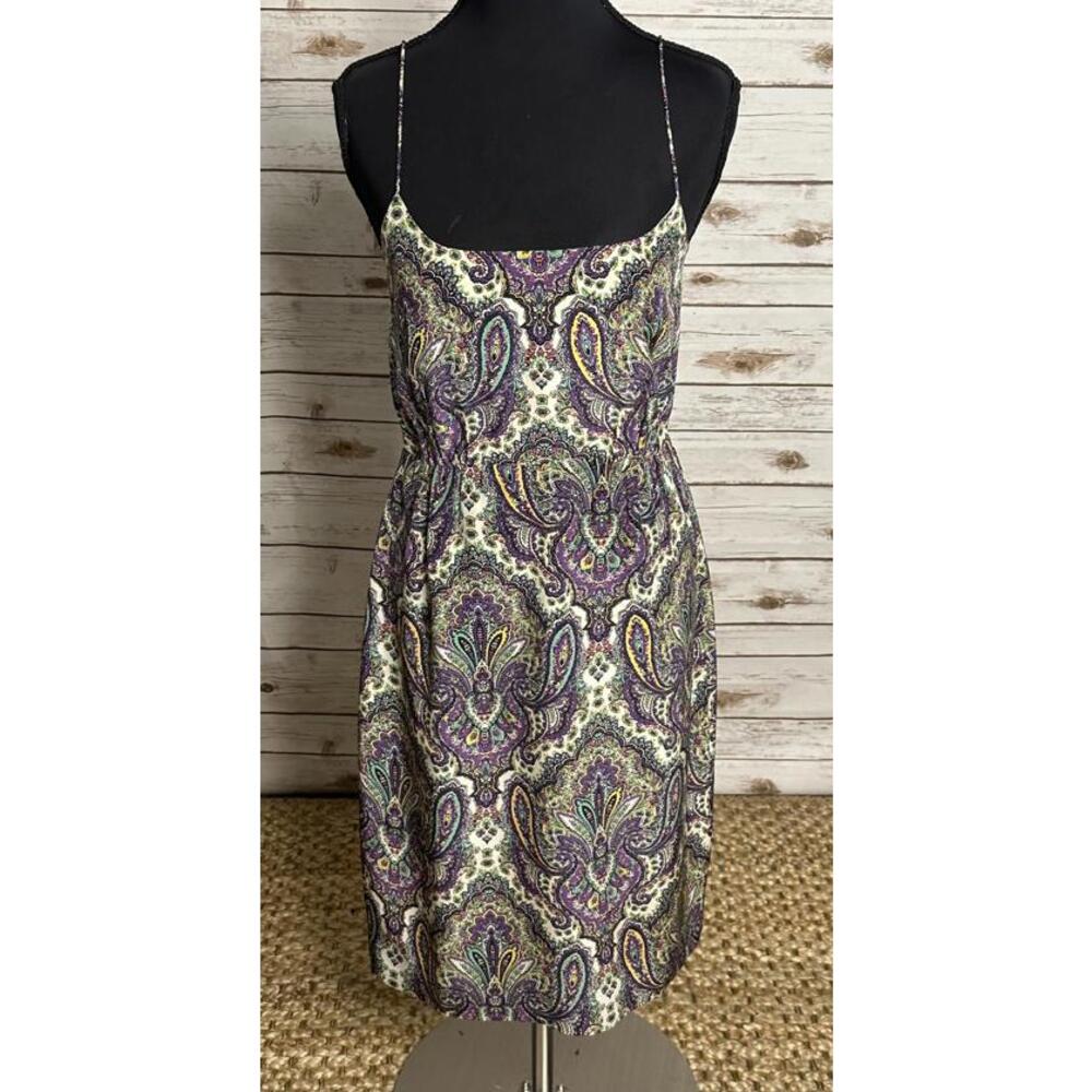 J.Crew boho chic multicolored paisley spaghetti strap silk slip dress Size 2